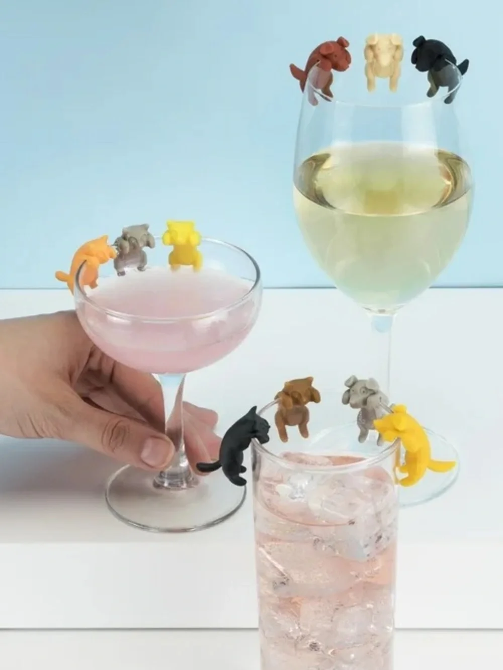 Colorful Cat Wine Glass Markers - Multi-Color Set of 5